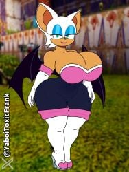 huge_ass huge_breasts massive_breasts rouge_the_bat sega self_upload sonic_(series) thick_thighs yaboitoxicfrank