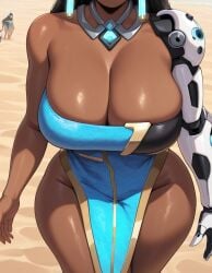 ai_generated big_breasts black_hair dark-skinned_female dark_skin female huge_breasts hypnosis hypnotic_eyes indian indian_female long_hair overwatch overwatch_2 symmetra