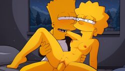 1boy 1boy1girl 20th_century_fox 20th_century_studios ai_generated bart_simpson brother_and_sister clothed_male_nude_female female holding_leg incest lisa_simpson penetration pubic_hair reverse_cowgirl_position sitting the_simpsons vaginal_penetration yellow_skin