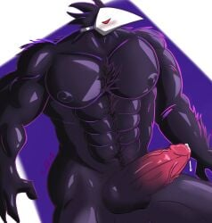 balls bara big_penis boner deltarune erection male male_only muscles muscular non-human non-human_only nude penis solo solo_male swatchling_(deltarune) tugfx8