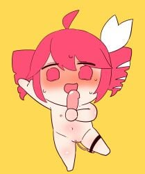 1girls 2d 2d_(artwork) artist_request blush blush chibi dildo erotic_chibi female female_only flat_chest hair_ornament hairbow holding_dildo kasane_teto kasane_teto_(sv) leg_strap naked naked_female nervous nipples nude nude_female pussy silly solo solo_female sweat sweating synthesizer_v tetoris thighs utau vibrator vibrator_in_pussy