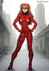 1futa abs abs_visible_through_clothing ai_generated asuka_langley_sohryu athletic athletic_futanari balls blue_eyes bodysuit breasts bulge bulge_through_clothing fit fit_futanari futa_only futanari ginger ginger_hair hands_on_hips legs long_legs looking_at_viewer neon_genesis_evangelion orange_hair penis penis_bulge plugsuit red_hair redbisycle standing tight_clothing