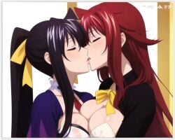 ai_generated akeno_himejima girl_on_girl high_school_dxd kissing lesbian_couple lesbian_kiss lesbian_sex lovers rias_gremory yuri yuri yuri