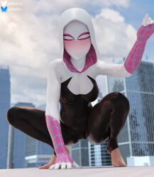 1girls 3d asymmetrical_hair blonde_female blonde_hair blue_eyes blue_toenail_polish blue_toenails blush blushing_at_viewer costume eye_contact feet female female_only foot_fetish ghost-spider gwen_stacy gwen_stacy_(spider-verse) light-skinned_female light_skin looking_at_viewer marvel marvel_comics multicolored_hair petite shiny_clothes shiny_suit shy skinny skinny_female solo spider-gwen spider-man:_across_the_spider-verse spider-man:_into_the_spider-verse spider-man_(series) stirrup_legwear superhero superhero_costume superheroine teenage_girl teenager tight_clothes tight_clothing tight_fit toenail_polish toenails toes wtfsths