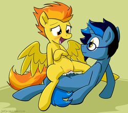 amber_eyes blue_fur cum cum_in_pussy cum_inside equine female friendship_is_magic fur hair horn horse male my_little_pony pegasus penetration pony pussy spitfire_(mlp) two_tone_hair unicorn vaginal_penetration whatsapokemon wings wonderbolts_(mlp) yellow_fur