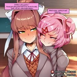 ai_generated anal blowjob caption comic comic_page cum cum_in_ass cum_in_mouth cum_in_pussy cum_inside doki_doki_literature_club futa_on_female futanari image_set madamweaver mind_break monika_(doki_doki_literature_club) natsuki_(doki_doki_literature_club) rape tagme