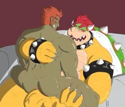 2boys anthro anthro_on_humanoid balls bara big_penis blush bowser crossover flaccid ganondorf ganondorf_(ocarina_of_time) gay gay_sex gerudo humanoid male male_only mario_(series) muscles muscular nintendo nude ocarina_of_time penis scalie the_legend_of_zelda tugfx8