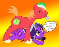 big_macintosh_(mlp) cutie_mark equine female friendship_is_magic fur hair horn horse male my_little_pony ohohokapi original_character penetration penis plain_background pony purple_fur two_tone_hair unicorn vaginal_penetration vaginal_penetration