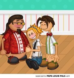 1girls 2boy carlo_romano_(papa_louie) clover_(papa_louie) edit edited_image flipline_studios kahunna_(papa_louie) male/female ntr papa_louie papa_louie_pals