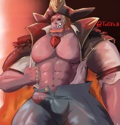 balls bara beard big_penis boner bulge erection facial_hair fire_emblem fire_emblem_heroes male male_only muscles muscular nintendo penis solo solo_male surtr_(fire_emblem) tugfx8