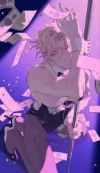 1boy ambush_(trap) androgynous blonde_hair dio_brando femboy gay jojo's_bizarre_adventure phantom_blood stardust_crusaders stripper stripper_clothes stripper_pole