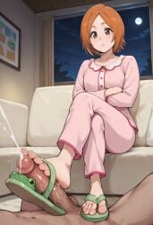 ai_generated bleach cumshot foot_fetish footjob footwear inoue_orihime pov sandjob uncensored