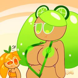 2girls big_breasts cookie_run cookie_run_ovenbreak duo filthy_cotton lime_cookie orange_cookie