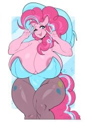 2024 alternate_version big_breasts blue_eyes breasts cleavage female female_focus female_only friendship_is_magic furry halloween hasbro horse huge_breasts kiwipotato long_hair my_little_pony nipple_peek nipples one_eye_closed orange_background peace_sign pink_body pink_fur pink_hair pinkie_pie_(mlp) pony thick_thighs thighs white_border wide_hips witch_costume witch_hat