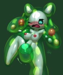 anthro blue_eyes blush breasts elpatrixf female goo nintendo nipples open_mouth pokemon pussy red_nipples reuniclus tagme video_games