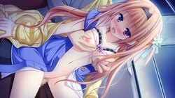 blush breast_grab breasts censored game_cg headband heterochromia kuramae_nanami long_hair navel nipples nopan open_clothes open_shirt orange_hair penis pussy pussy_juice sesena_yau sex shirt timepiece_ensemble