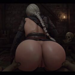 ai_generated animated anus ass ass_grab back_view big_ass braid bubble_butt cd_projekt_red ciri curvy_female female gompus light-skinned_female light-skinned_male male no_sound pussy shaking shaking_butt shorter_than_10_seconds tagme the_witcher_(series) the_witcher_4 video white_hair
