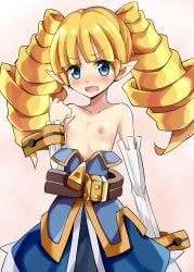 archer_(disgaea) blush breasts disgaea embarrassed embarrassed_nude_female enf flat_chest flat_chested nipples nippon_ichi_software no_bra small_breasts unacchi_(nyusankin) wardrobe_malfunction