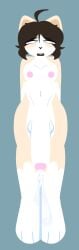 ahoge animal_ears animal_nose anthro big_penis blue_background blush body_fur breasts brown_hair censor_removal_edit christine_fury ejaculating_while_humiliated erection felid feline female flat_colors full-length_portrait fur genitals hair half-closed_eyes hi_res huge_cock huge_penis humiliation looking_at_genitalia male mammal narrowed_eyes navel nipples nude nude_anthro open_mouth penis pointy_ears portrait public public_ejaculation public_erection public_nudity short_hair sidelocks simple_background small_breasts solo third-party_edit truesona_(christine_fury_) white_body white_fur