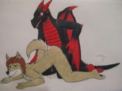 anthro canine cum cum_in_pussy cum_inside dragon female fur furry gengar_wheeler lonmo male penetration sex straight vaginal_penetration