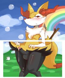 1boy anthro blush braixen cum erection femboy furry girly lightsource male male_only nintendo penis pokémon_(species) pokemon pokemon_(species) pokemon_amie solo video_games