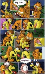 2boys anal anal_penetration anal_sex arlene_(garfield) candy_cane candy_cane_insertion canine caught caught_in_the_act christmas comic cum cum_in_ass cum_inside dildo duo_focus english_text felching feline feral from_behind fuf garfield_(series) garfield_the_cat holidays interspecies male no_humans non-human odie oral penis rimming sex sex_toy text yaoi