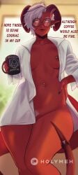 breasts female hips hips_wider_than_shoulders holy_meh holymeh horns melissa_belladonna piersing red_skin shirt_open tail thighs tiefling white_hair