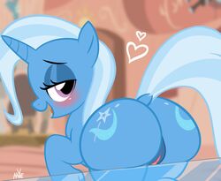 ass bedroom_eyes blush correct_artstyle darkmaxxie equid female feral friendship_is_magic genitals hasbro heart hi_res mammal my_little_pony narrowed_eyes open_mouth pussy seductive solo trixie_(mlp)