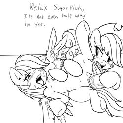 applejack_(mlp) dildo english_text equine female friendship_is_magic hair hat horse insertion my_little_pony pegasus penetration pony poprocks pussy rainbow_dash_(mlp) sex_toy smile straight_hair text vaginal_insertion vaginal_penetration wings yuri