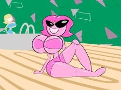 1girls big_breasts cleavage disney female knick_knack large_hips long_hair narrow_waist permanent_smile pixar smiling sunglasses sunnification sunny_persona swimsuit thin_waist tinted_eyewear water wide_hips