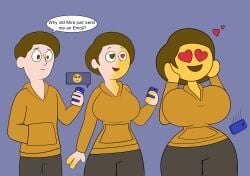 bimbo bimbofication breast_expansion emoji_(race) emojification female gender_transformation huge_ass mtf_transformation navel personality_change skin_color_change socks thick_thighs thigh_expansion transformation wide_hips yellow_skin