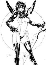 1girls 2017 big_breasts breasts cleavage dyegojack female kill_la_kill large_breasts matoi_ryuuko solo sword traditional_media_(artwork) underboob