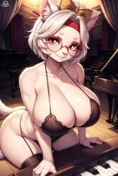 1girls ai_generated ai_hands anthro anthro_only basketmuffin big_breasts black_bra black_lingerie bra breasts breath_of_the_wild cleavage female female_only furry furry_only glasses hi_res indoors lingerie lingerie_only looking_at_viewer nintendo panties purah purah_(tears_of_the_kingdom) solo solo_female tears_of_the_kingdom the_legend_of_zelda thick_thighs underwear white_fur wide_hips