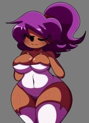 b3_gf_(blazethewolf55) dark_skin elronnyx friday_night_funkin girlfriend_(friday_night_funkin) purple_hair shaya_dearest tagme thick_thighs trans_woman transfem