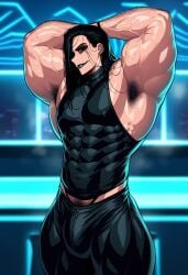 1boy 1futa abs ai_generated ambush ambush_(trap) armpit armpit_fetish armpit_hair armpits arms_up biceps big_bulge black_hair black_lipstick bulge bulge_through_clothing earrings eyelashes eyeliner eyeshadow futa_only futadom futanari girly gloopai huge_bulge lipstick long_hair looking_at_viewer makeup male male_focus male_only muscles muscular muscular_arms muscular_futanari muscular_male nai_diffusion neon_lights nightclub nipple_bulge nipples nipples_visible_through_clothing pants pecs pectorals penis penis_bulge penis_under_clothes pubes pubic pubic_hair_peek shirt thong thong_straps vein veins veiny veiny_muscles