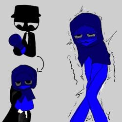 ahe_gao black_(sprunki) black_body black_hat blue_(sprunki) doll incredibox_mod jevin_(sprunki) plushophilia shaking sprunki tagme voodoo voodoo_doll