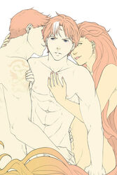 1girls 2boys alien alien_girl artist_request batman_(series) bisexual bisexual_male blue_eyes completely_nude dc dc_comics domino_mask earrings female green_eyes human jason_todd koriand'r long_hair male mask multiple_boys multiple_males naked no_pupils no_underwear nude nude_female nude_male orange_skin red_hair red_hood_(dc) red_hood_and_the_outlaws roy_harper short_hair shoulder_tattoo standing starfire tamaranean tattoo teen_titans threesome topless two_tone_hair uncensored very_long_hair white_background yaoi