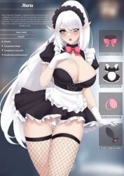 1futa 2023 alaria_(jesscatg) better_version_at_source bowtie bulge buttplug caption chastity chastity_cage chastity_device cleavage dickgirl elf elf_ears english_text feminization fishnets futa_only futanari gloves jesscatg maid maid_uniform sissification sissy stockings text uncensored white_hair