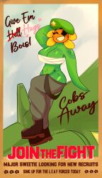 beret breasts clothed cob_cannon eyelashes eyepatch flower heart major_sweetie_(pvz) mckeyes military penis plant plant_girl plantie plants_vs_zombies plants_vs_zombies:_battle_for_neighborville pvz sunflower sunflower_(pvz) text