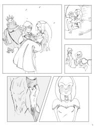 comic comic_page daruk dorephan hyrule_warriors:_age_of_calamity link link_(breath_of_the_wild) link_(tears_of_the_kingdom) mipha monochrome page_1 princess sidon_(zelda) small_breasts the_legend_of_zelda u/hugo_espectro1- undressing wedding wedding_dress wedding_night wedding_veil