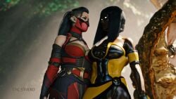 2girls 3d clothed clothed_female dark-skinned_female duo duo_female duo_focus ebony edenian female female/female female_only girls girls_only intimate_distance melanin mileena mortal_kombat mortal_kombat_1_(2023) netherrealm_studios no_penetration only_female self_upload tanya_(mortal_kombat) tncstudio together