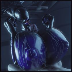 1boy 3d alien alien_girl black_body boobjob cum cum_on_breasts detailed_background drakepowers female huge_breasts human interspecies licking licking_penis milf nightmare_waifu paizuri penis_lick purple_nipples spaceship titfuck titjob xenomorph xenomorph_queen