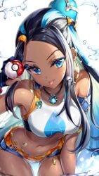 1girls bikini dark_skin erotic_costume female female_only human nessa_(pokemon) nessa_(pokemon)_(cosplay) pokemon pokemon_sv solo