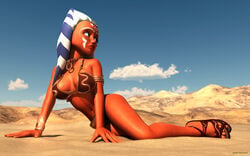 1girls 3d ahsoka_tano bikini breasts choker clone_wars cosplay female female_only kondaspeter large_breasts metal_bikini sandals slave_ahsoka slave_bikini solo star_wars tagme the_clone_wars:_season_four togruta