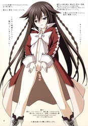 alice_(pandora_hearts) black_hair blush boots bottomless bow braid censored flat_chest highres kinohara_hikaru long_hair navel no_panties pandora_hearts purple_eyes pussy spread_pussy translation_request twin_braids very_long_hair