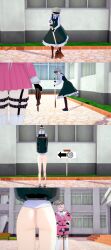 anus ass bottomless danganronpa female_only iruma_miu pussy skirt_tied_over_head skirt_up tagme tied_up toujou_kirumi ultimateenf