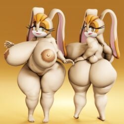 1girls 3d alternate_ass_size alternate_body_type alternate_breast_size amber_eyes anthro ass_bigger_than_head back_view big_ass big_breasts breasts_bigger_than_head bunny_girl front_view furry huge_ass huge_breasts lagomorph large_breasts massive_breasts smiling sonic_(series) thick_thighs vanilla_the_rabbit vulkyasha