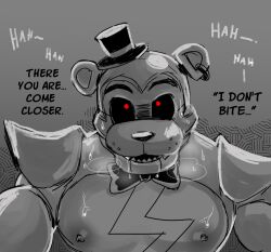 1boy 1male 2024 animatronic anthro anthro_focus anthro_only anthro_solo bear bodypaint bow_tie bowtie digital_drawing_(artwork) digital_media_(artwork) drool drool_string drooling ear_piercing earrings facepaint fangs five_nights_at_freddy's five_nights_at_freddy's:_help_wanted five_nights_at_freddy's:_help_wanted_2 five_nights_at_freddy's:_security_breach glamrock_freddy_(fnaf) headgear headwear machine male male_anthro male_focus male_only mammal mammal_humanoid mochi_fluffal nipples piercing robot saliva saliva_string saliva_trail scottgames shoulder_pads solo solo_anthro solo_focus solo_in_panel solo_male steel_wool_studios top_hat ursid ursid_humanoid