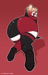 1girls ass ass_focus ass_up booty_shorts butt_focus dc dc_comics female female_focus female_only harley_quinn harley_quinn_(classic) harley_quinn_(fortnite) kerosin looking_at_viewer looking_back on_knees shorts sketch solo tagme thick_ass thick_legs thick_thighs