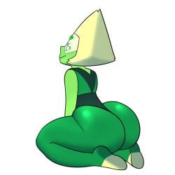 1girls back_view bubble_butt cartoon_network dat_ass female female_only gem_(species) goldeneyensfw green_body green_skin huge_ass peridot_(steven_universe) shortstack sitting steven_universe